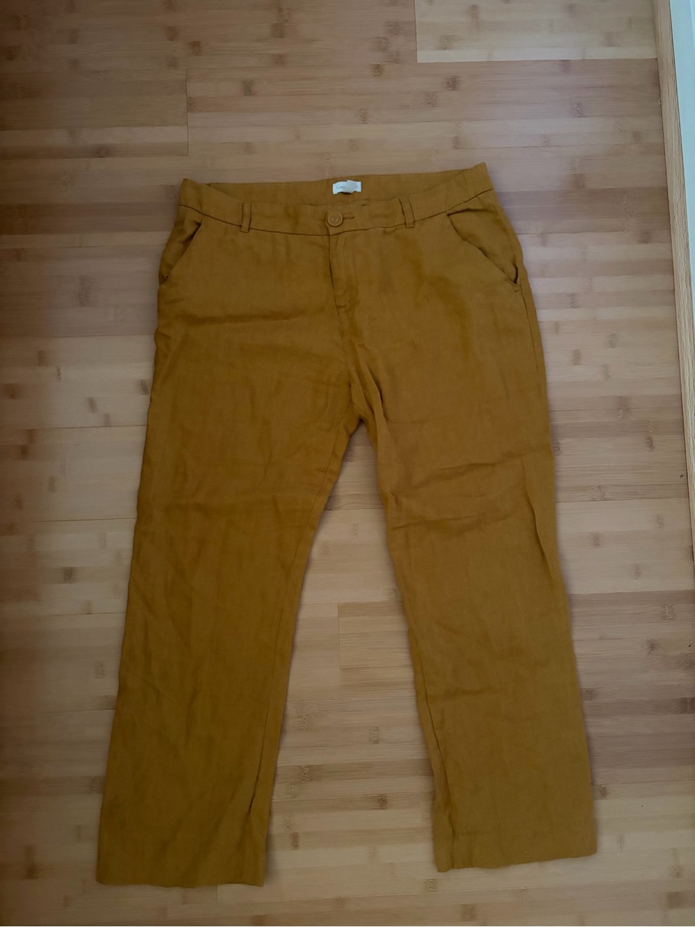 Garnet Hill Mustard Linen Pants